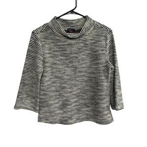 Textured Neutral Knit Sweater Vince Camuto Metallic Mock Neck Size XS